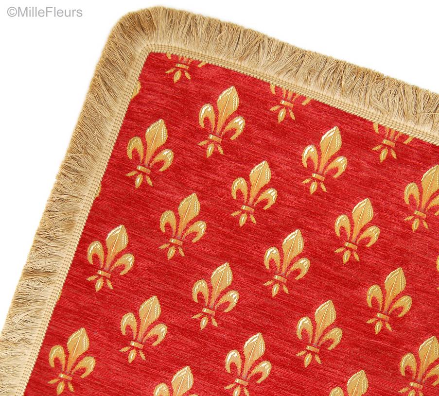 Fleur-de-lys, rood Plaids & Tafelkleden Middeleeuws - Mille Fleurs Tapestries