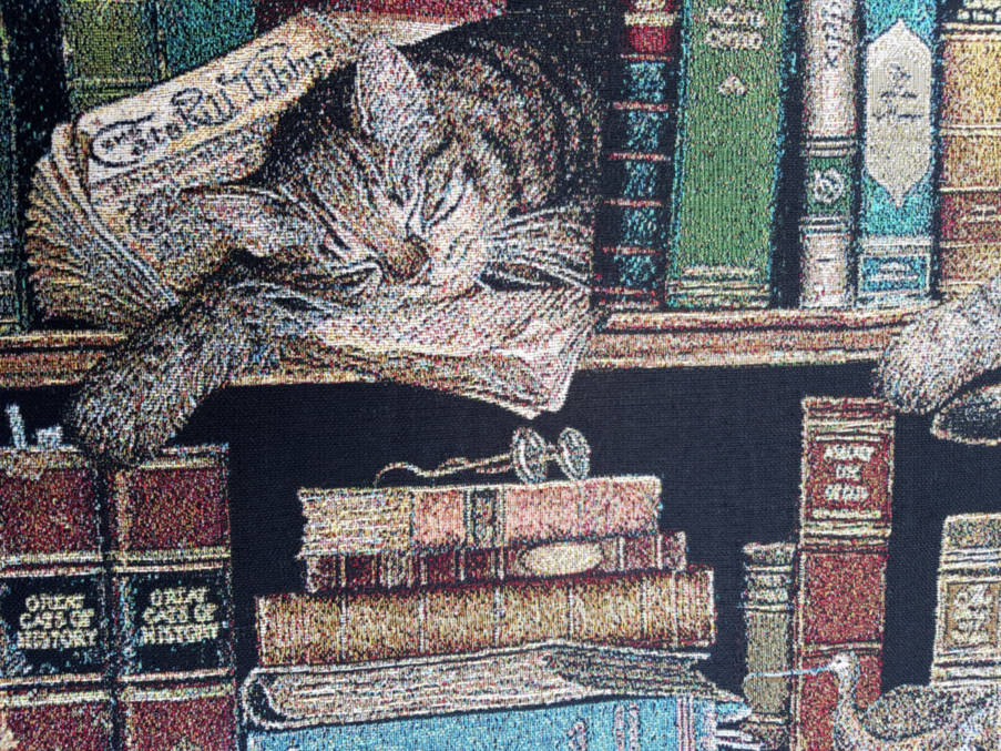 Bookshelf and Cats Wall tapestries Bookshelves - Mille Fleurs Tapestries