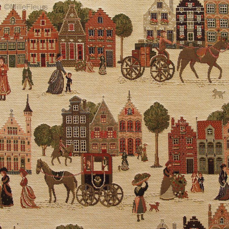 Mercado Brujas Fundas de cojín Ciudades Históricas Belgas - Mille Fleurs Tapestries