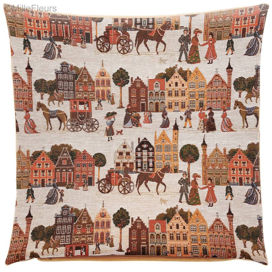 Spring in Bruges Tapestry cushions Belgian Historical Cities - Mille Fleurs Tapestries