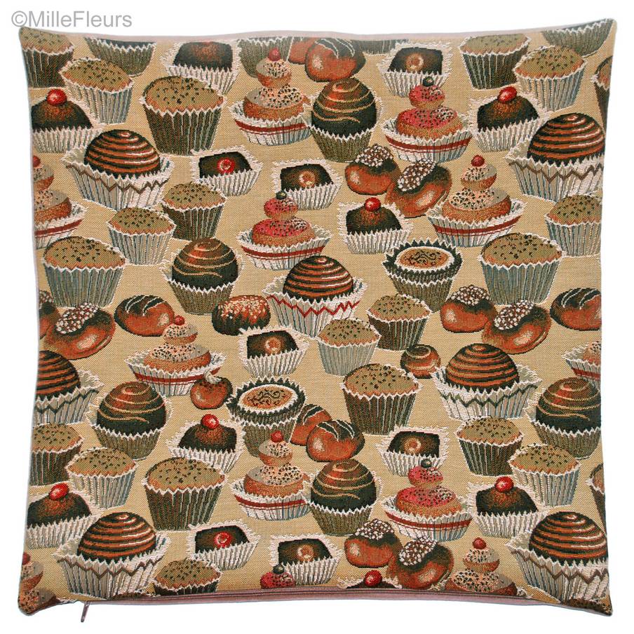 Cupcakes, beige Tapestry cushions *** clearance sales *** - Mille Fleurs Tapestries