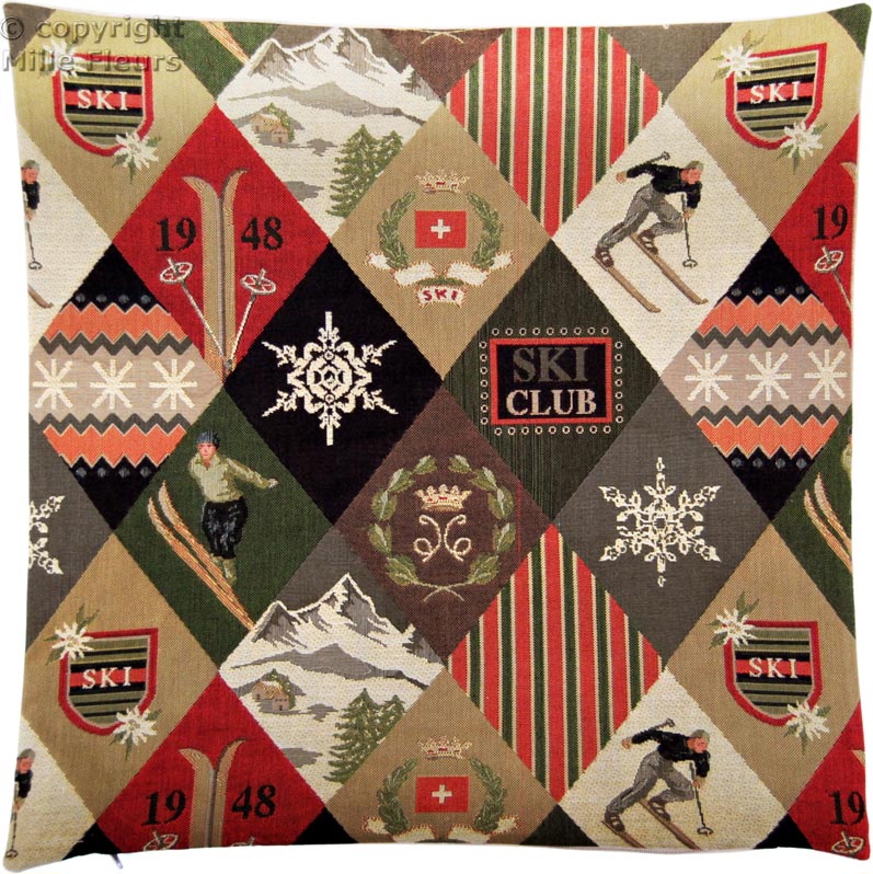 Ski Club Tapestry cushions *** clearance sales *** - Mille Fleurs Tapestries