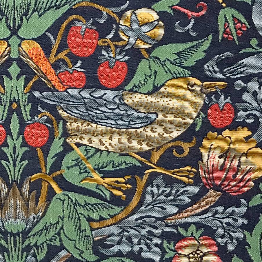 Strawberry Thief (William Morris), blue Tapestry cushions William Morris & Co - Mille Fleurs Tapestries