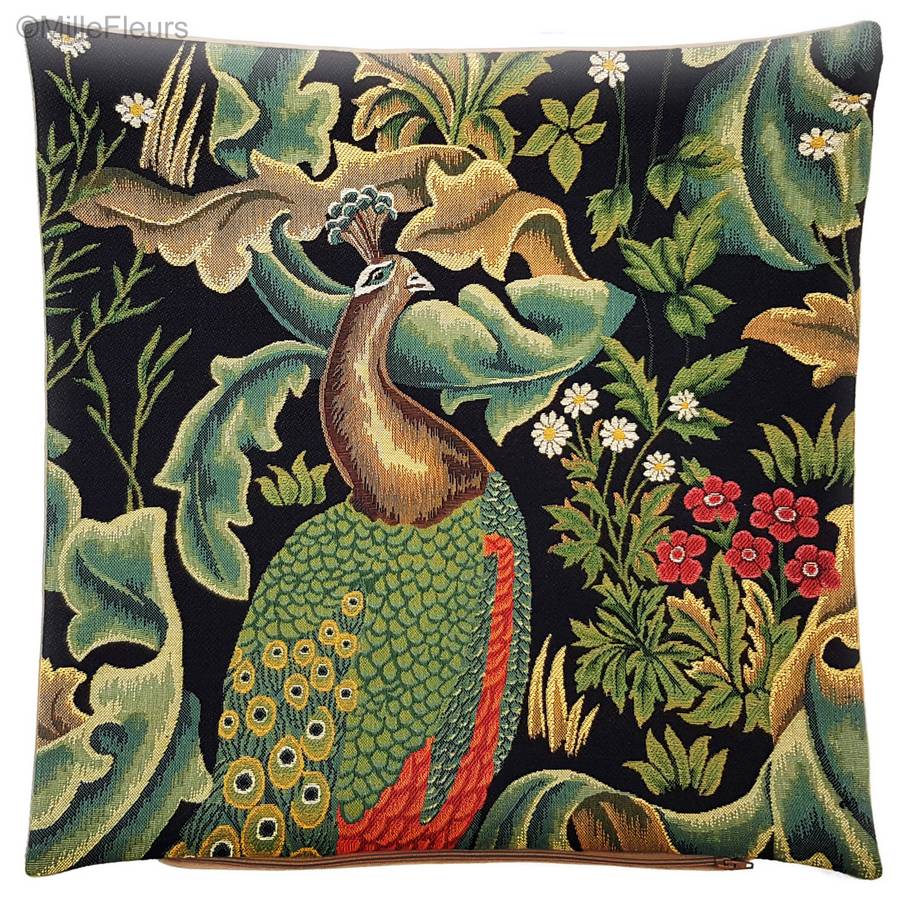 Paon (William Morris) Housses de coussin Oiseaux - Mille Fleurs Tapestries
