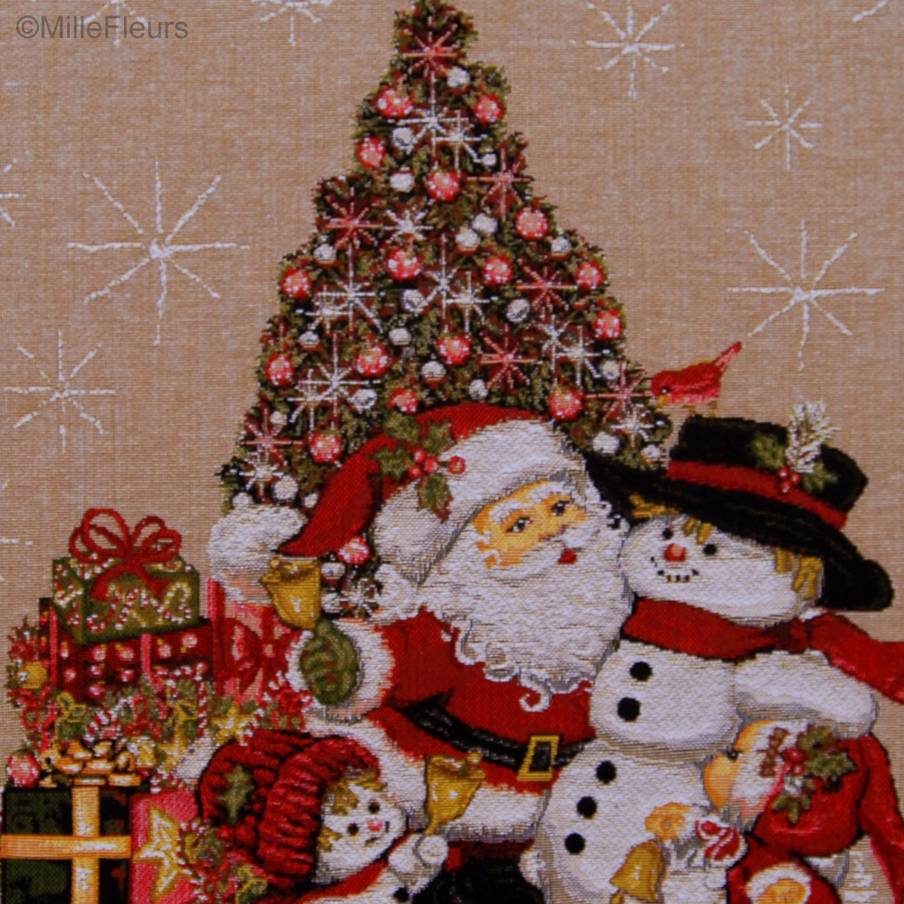Kerstman Bij de Boom Kussenslopen Kerstmis en Winter - Mille Fleurs Tapestries