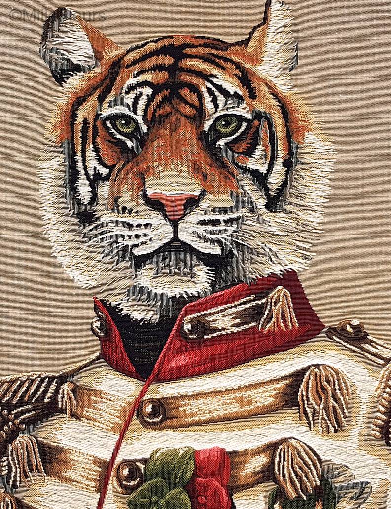 Aristofari Tiger with glitter Tapestry cushions Animals - Mille Fleurs Tapestries