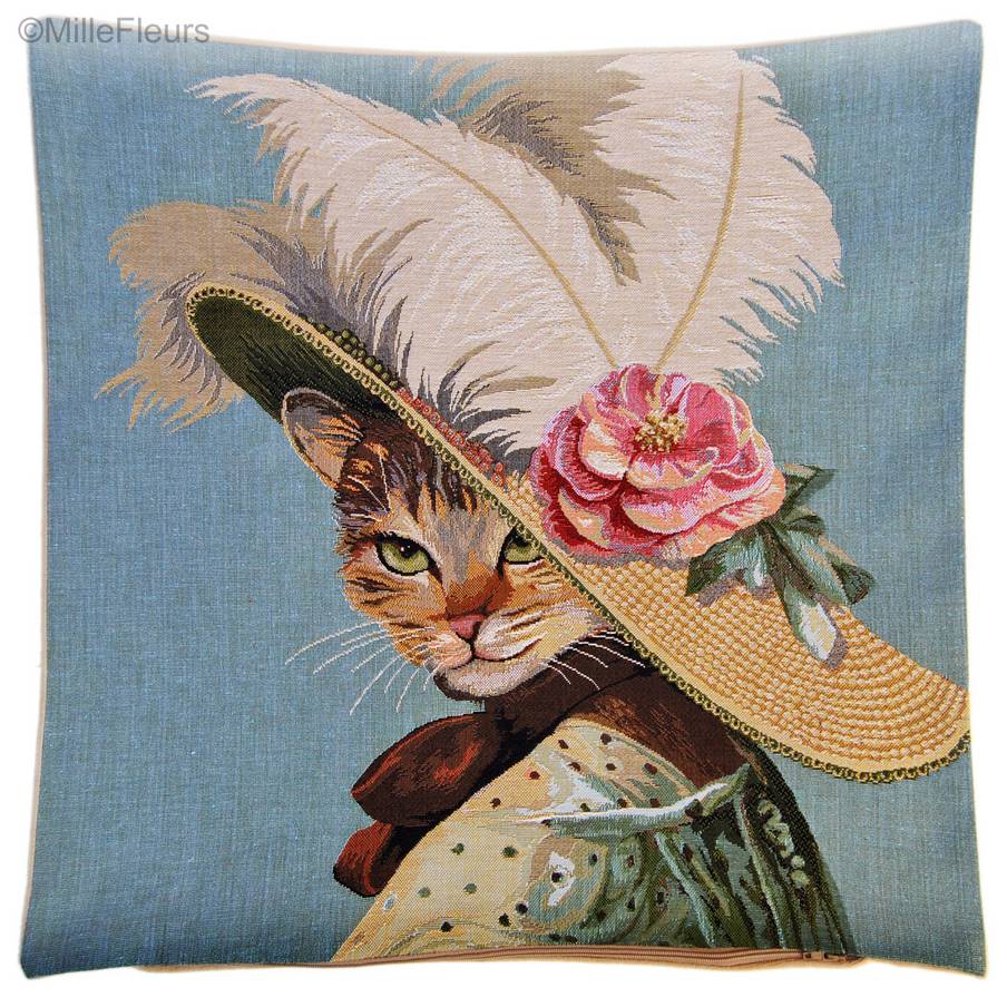 Chat à Chapeau Housses de coussin Chats - Mille Fleurs Tapestries