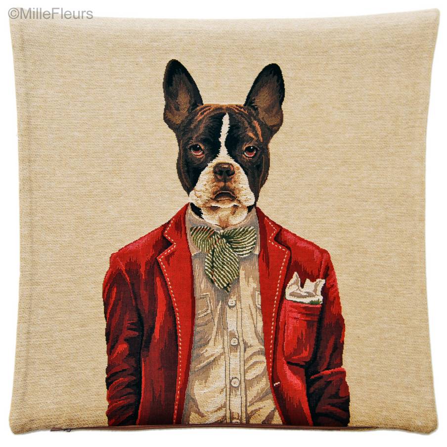 Boston Terrier Dandy Dog Tapestry cushions Dogs - Mille Fleurs Tapestries