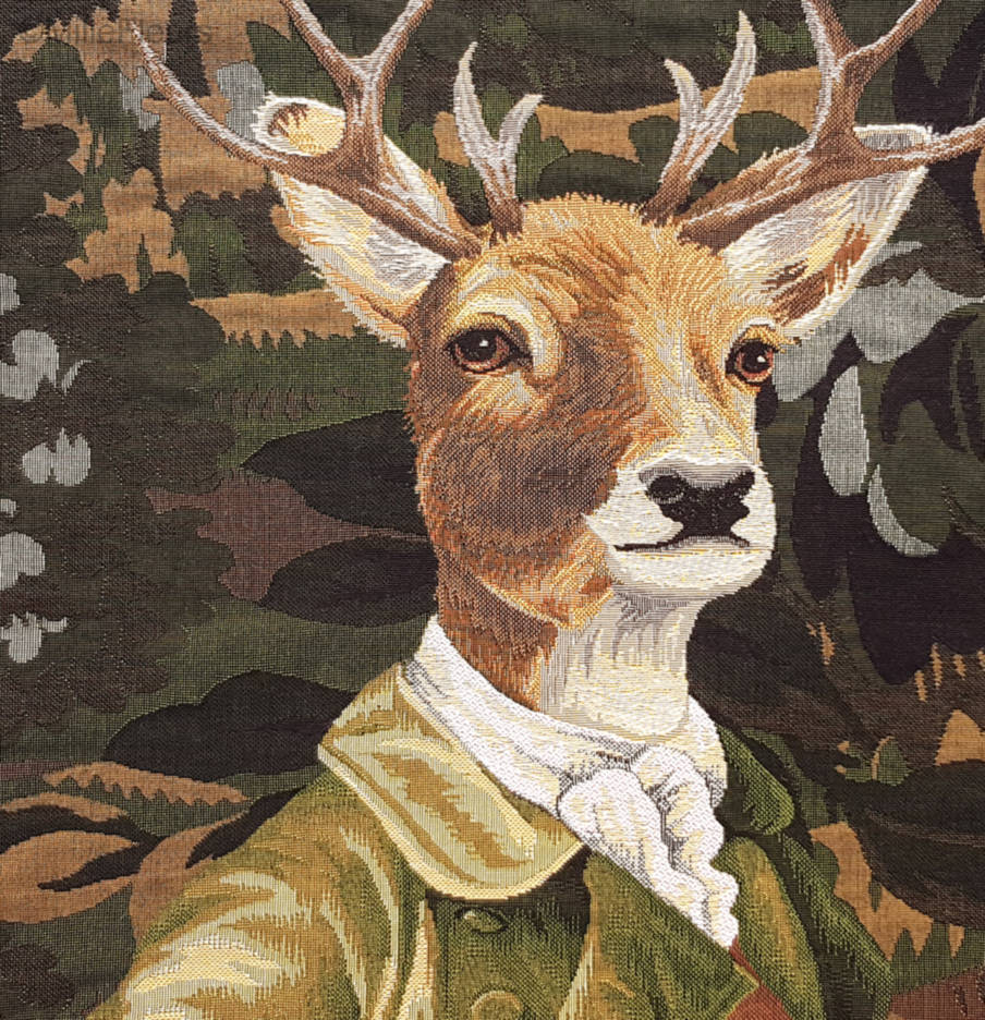 Dressed Deer in the Forest Tapestry cushions Deer - Mille Fleurs Tapestries