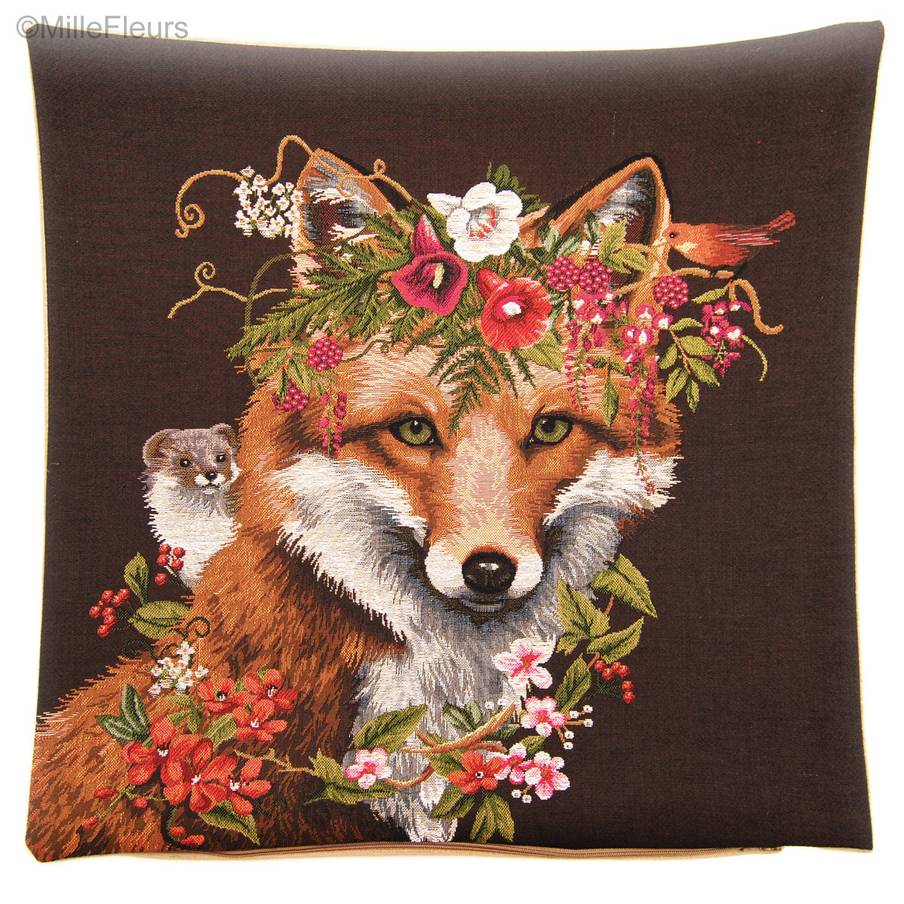 Amis de la Forêt Housses de coussin Renards - Mille Fleurs Tapestries