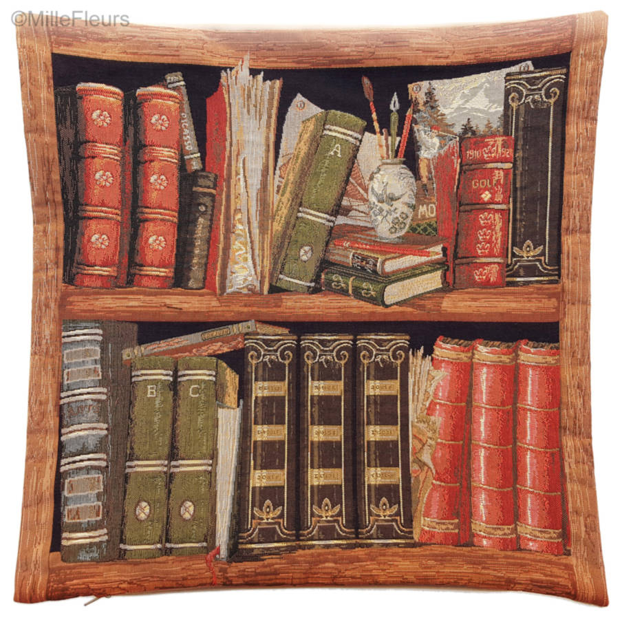 Bibliothèque avec Crayons Housses de coussin Bibliothèque - Mille Fleurs Tapestries