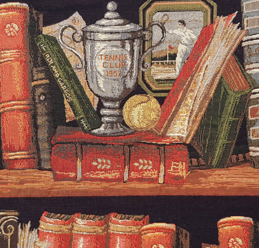 Bibliotheek met Tennistrofee Kussenslopen Bibliotheek - Mille Fleurs Tapestries