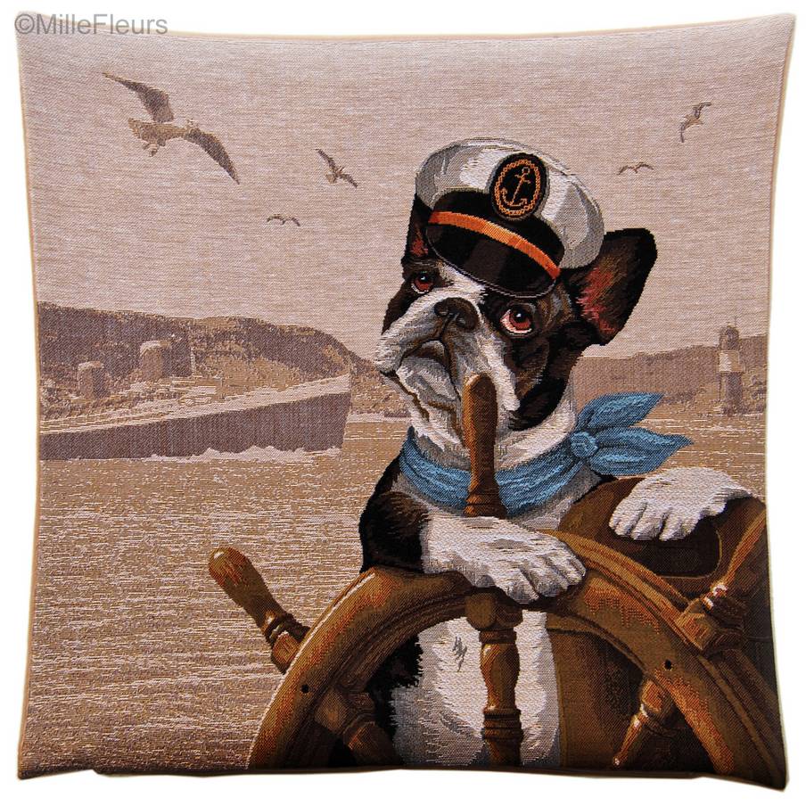 French Bulldog Captain Dog Tapestry cushions Dogs in Traffic - Mille Fleurs Tapestries