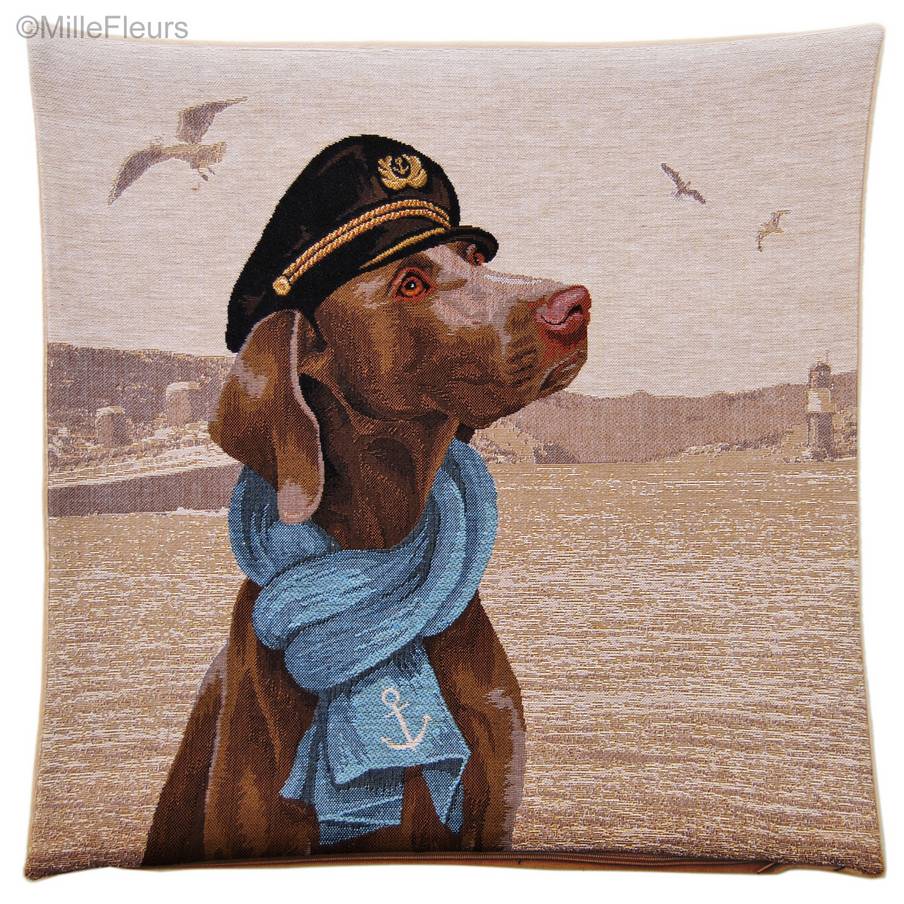 Weimaraner Captain Dog Tapestry cushions Dogs in Traffic - Mille Fleurs Tapestries