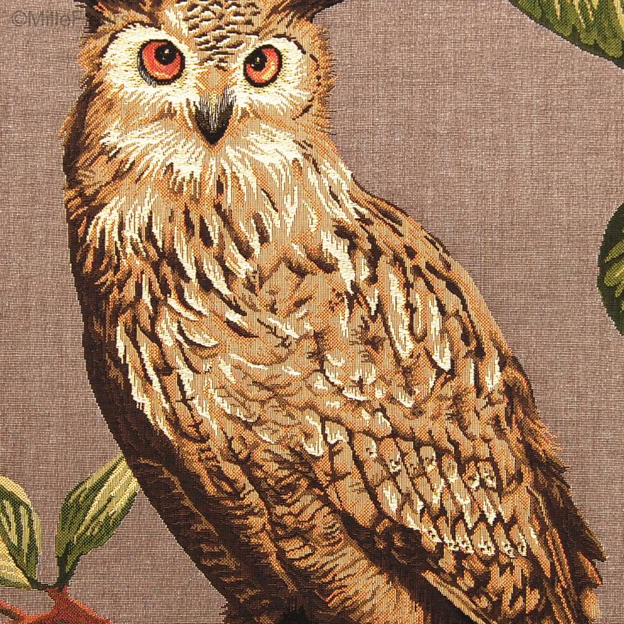 Búho en la Rama Fundas de cojín Pájaros - Mille Fleurs Tapestries