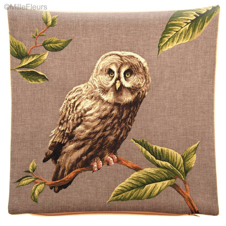 Owl on Branch Tapestry cushions Birds - Mille Fleurs Tapestries