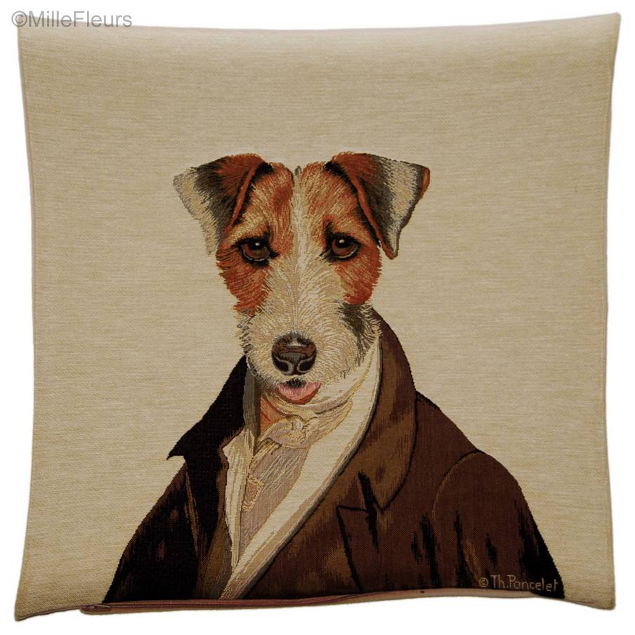 Jack Russell (Thierry Poncelet) Tapestry cushions Dogs by Thierry Poncelet - Mille Fleurs Tapestries