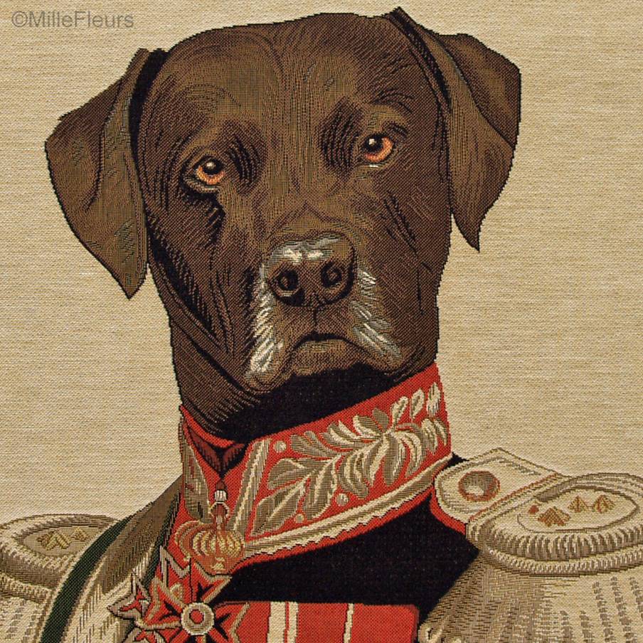 Chocolate Labrador (Thierry Poncelet) Tapestry cushions Dogs by Thierry Poncelet - Mille Fleurs Tapestries