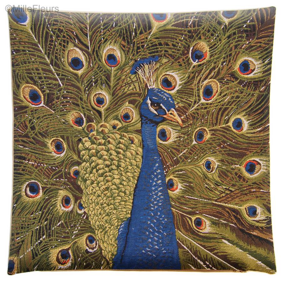 Paon Housses de coussin Oiseaux - Mille Fleurs Tapestries