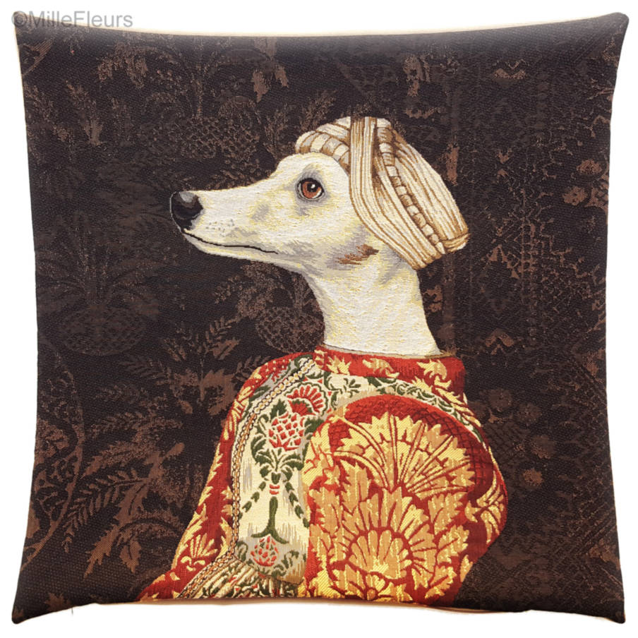 Whippet Real Fundas de cojín Perros - Mille Fleurs Tapestries