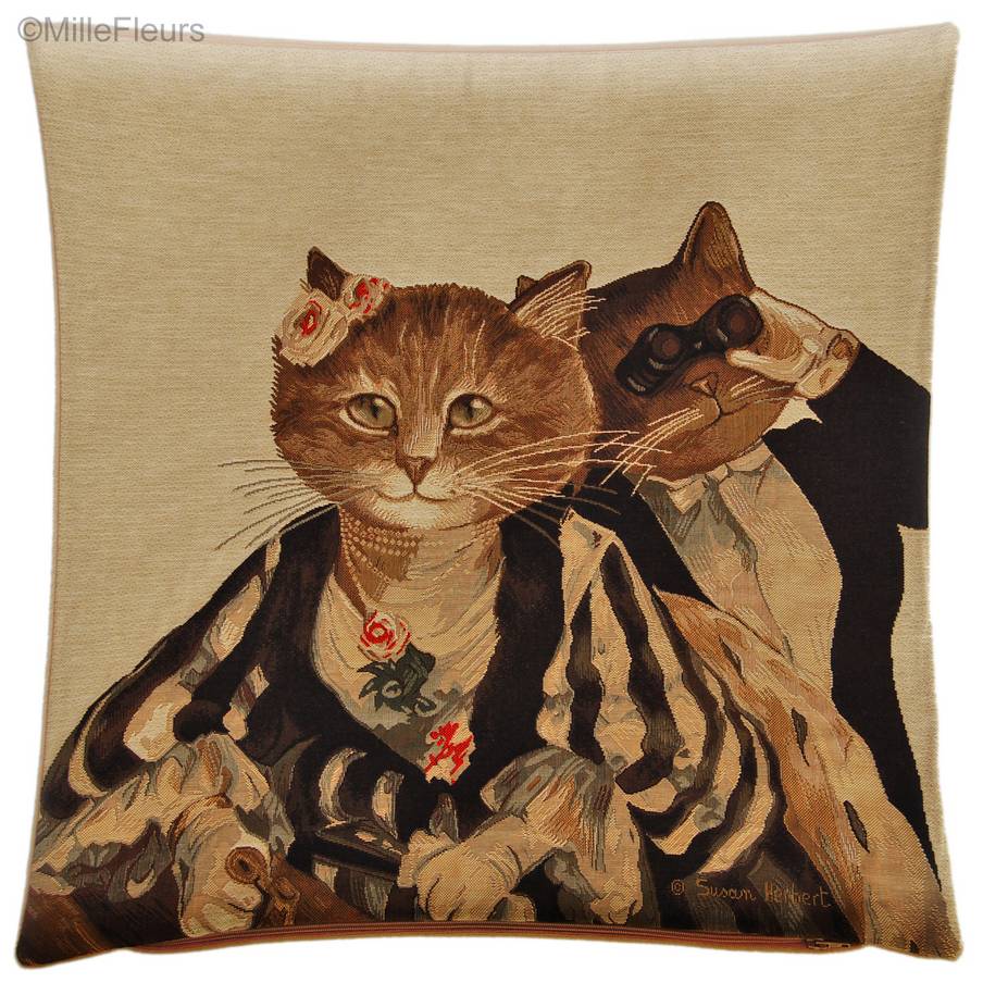 Aristokatten (Susan Herbert) Sierkussens Katten door Susan Herbert - Mille Fleurs Tapestries