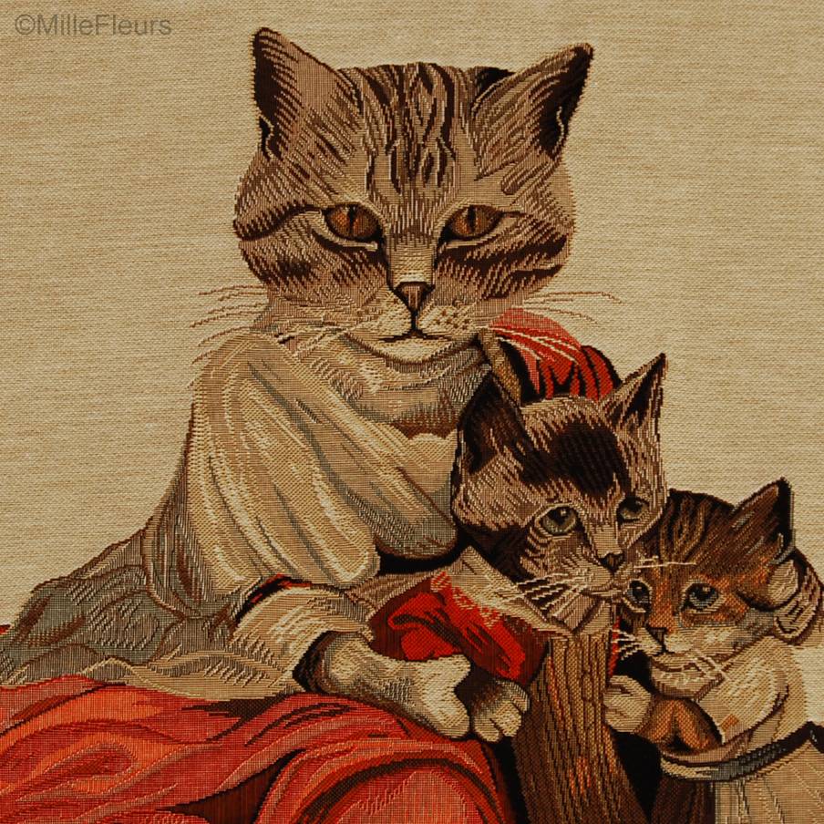 Katten Familie (Susan Herbert) Sierkussens Katten door Susan Herbert - Mille Fleurs Tapestries