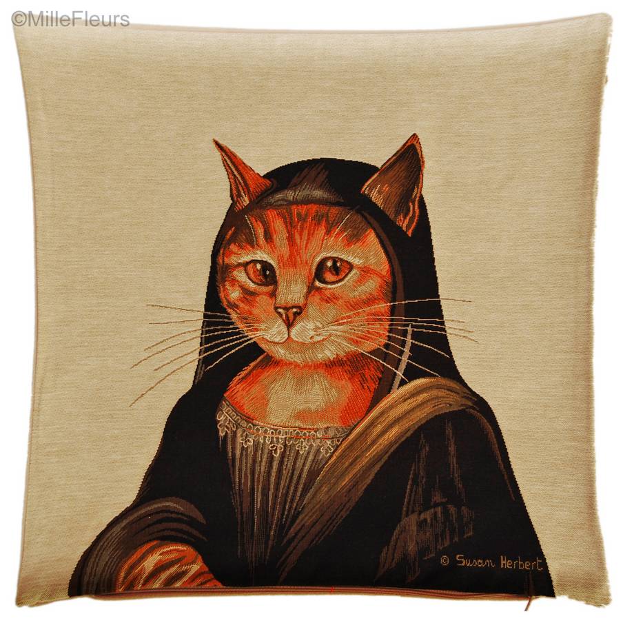 Mona Lisa (Susan Herbert) Sierkussens Katten door Susan Herbert - Mille Fleurs Tapestries