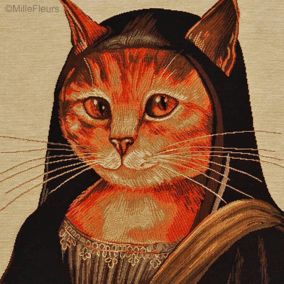 Mona Lisa (Susan Herbert) Fundas de cojín Gatos de Susan Herbert - Mille Fleurs Tapestries
