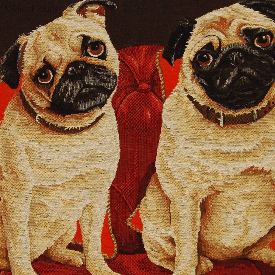 Pugs Sofa Dogs Tapestry cushions Dogs - Mille Fleurs Tapestries