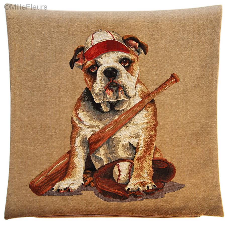 English Bulldog Baseball Tapestry cushions Dogs - Mille Fleurs Tapestries