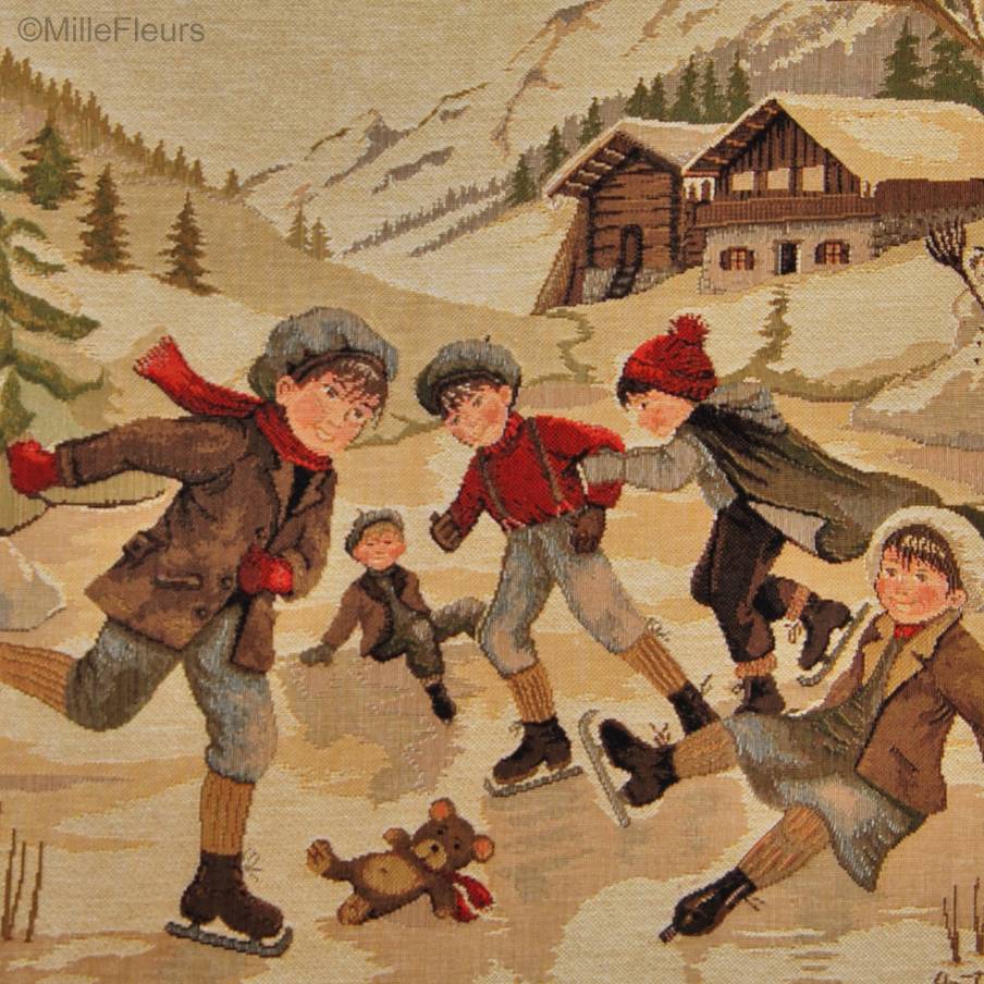 Ijsschaatsen (Terra Vecchia) Kussenslopen Kerstmis en Winter - Mille Fleurs Tapestries
