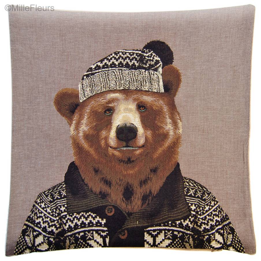 Dressed Grizzly Bear Tapestry cushions Animals - Mille Fleurs Tapestries