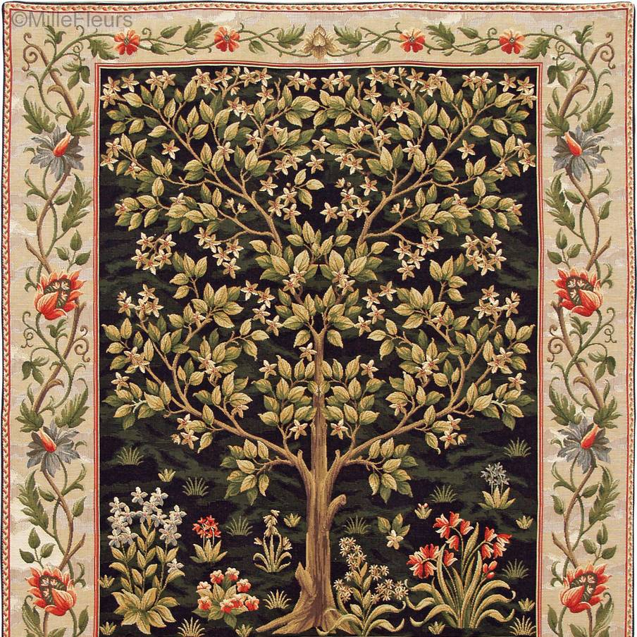 Arbol de la Vida (William Morris), negro Tapices de pared William Morris & Co - Mille Fleurs Tapestries