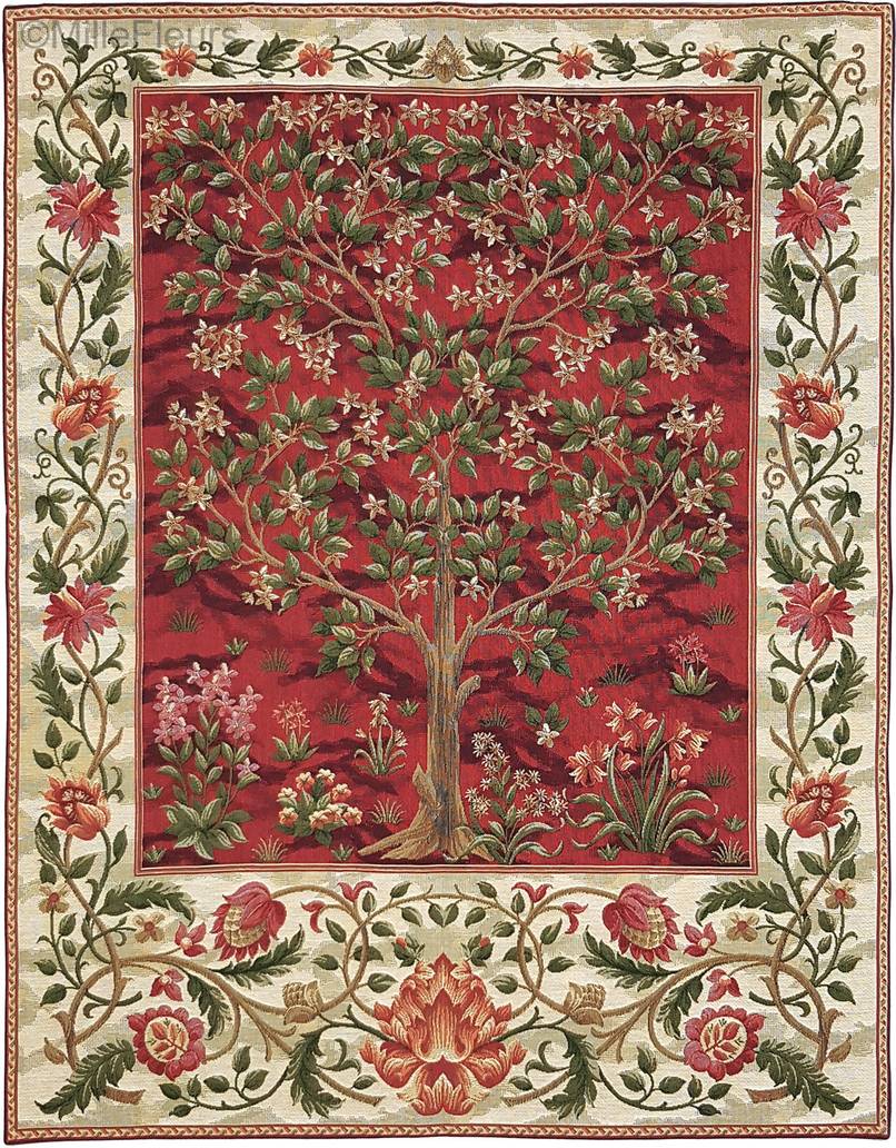 Levensboom (William Morris), rood Wandtapijten William Morris & Co - Mille Fleurs Tapestries