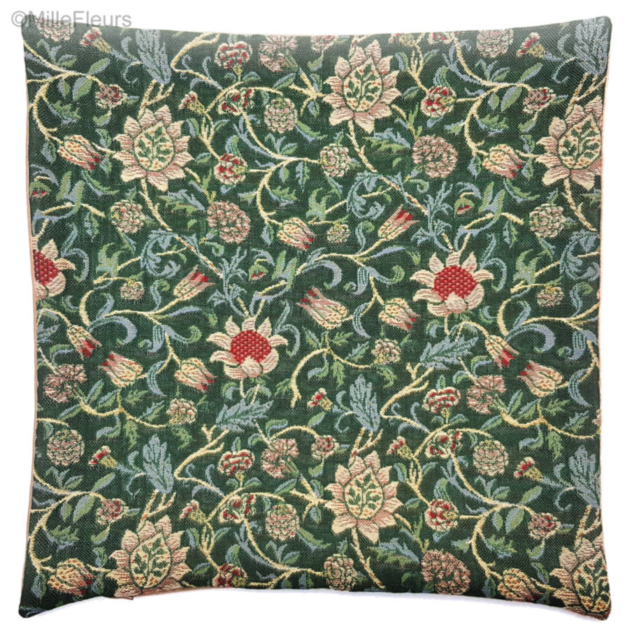 Evenlode (William Morris), verde Fundas de cojín William Morris & Co - Mille Fleurs Tapestries