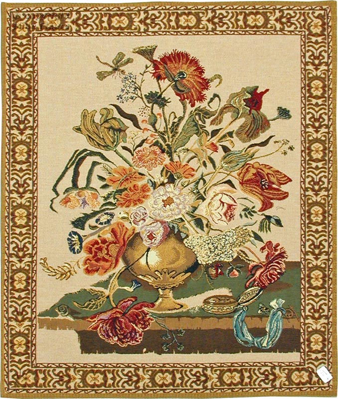 Mignon Bouquet, beige Wall tapestries Dutch Floral Paintings - Mille Fleurs Tapestries