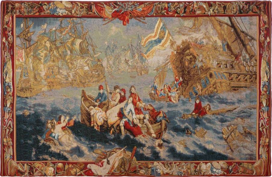 Een Zeeslag Wandtapijten Kaarten en Nautisch - Mille Fleurs Tapestries