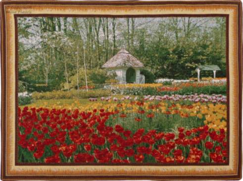 Tulips and Garden house