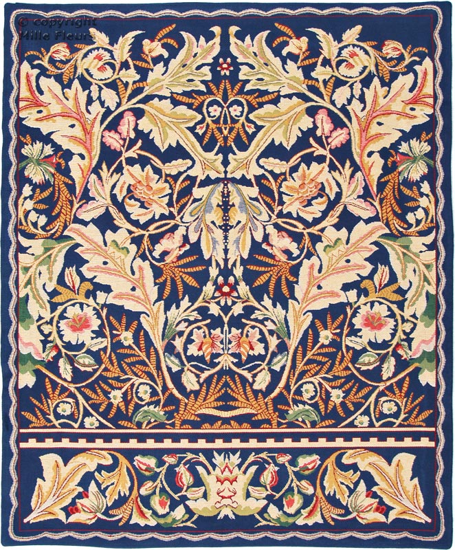 Acanthus, donkerblauw Wandtapijten William Morris & Co - Mille Fleurs Tapestries