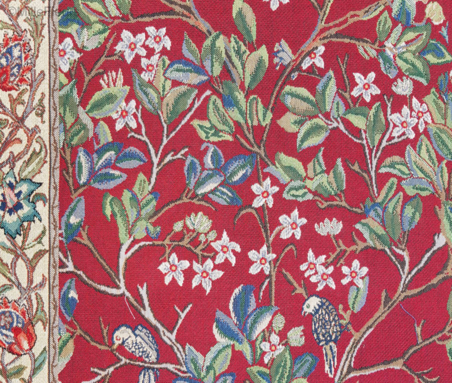 Levensboom Paneel 1, rood Wandtapijten William Morris & Co - Mille Fleurs Tapestries