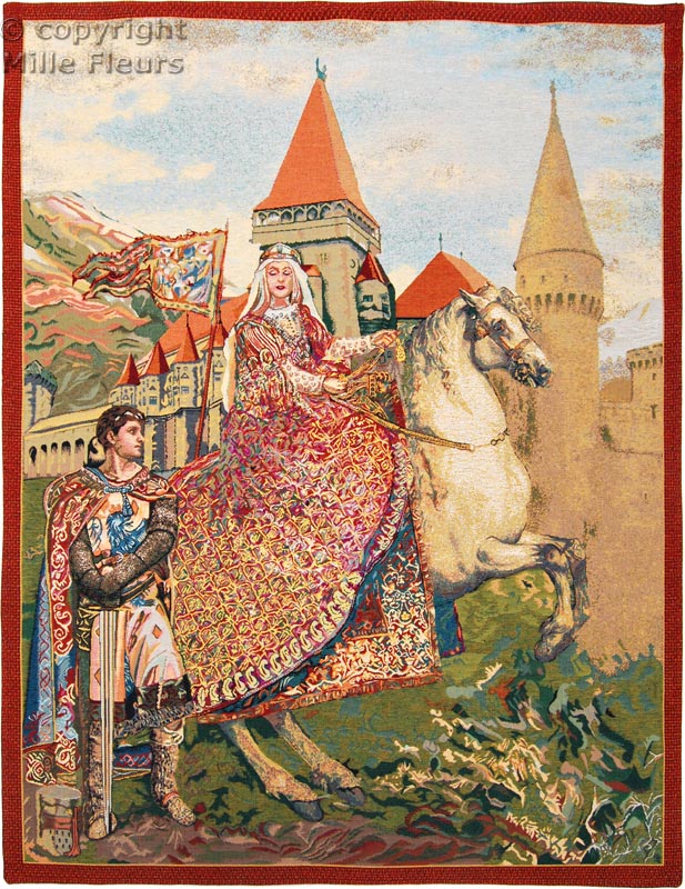Sir Lancelot y Ginebra Tapices de pared Otros Medievales - Mille Fleurs Tapestries