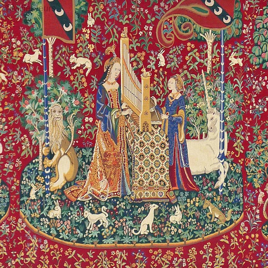 Olfato, Oído e Tacto Tapices de pared Dama con Unicornio - Mille Fleurs Tapestries