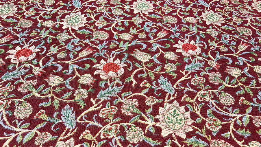 Evenlode (William Morris), bordeaux Plaids & Tafelkleden William Morris and Co - Mille Fleurs Tapestries