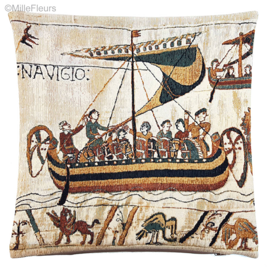 Navigio Fundas de cojín Tapiz de Bayeux - Mille Fleurs Tapestries