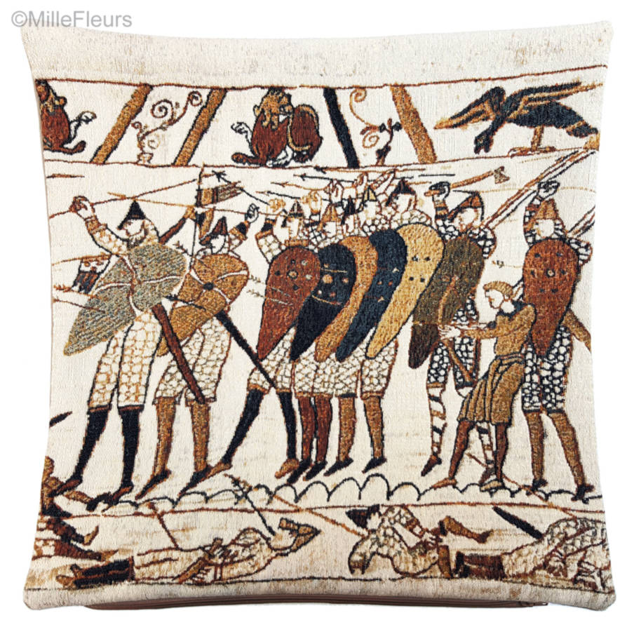 El Combate Fundas de cojín Tapiz de Bayeux - Mille Fleurs Tapestries