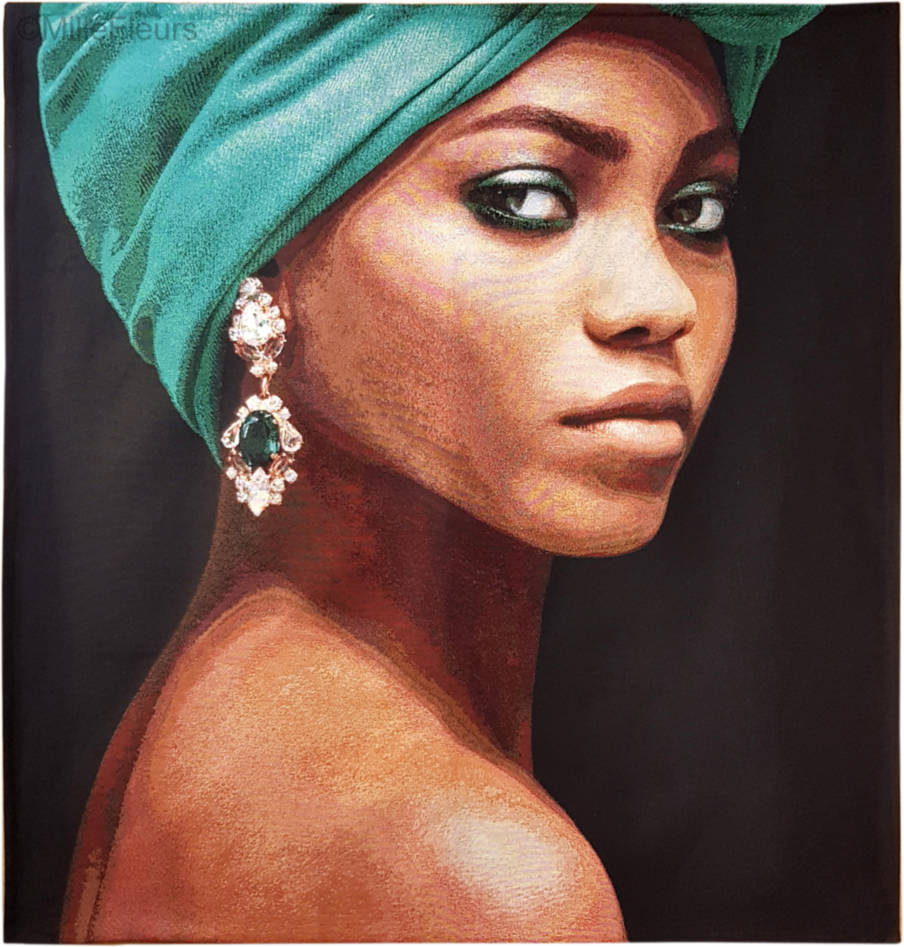 Africa Queen Wandtapijten Hedendaagse Kunstwerken - Mille Fleurs Tapestries