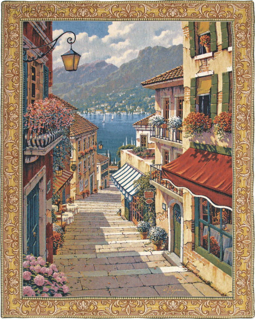 Bellagio Village Wall tapestries Bob Pejman - Mille Fleurs Tapestries