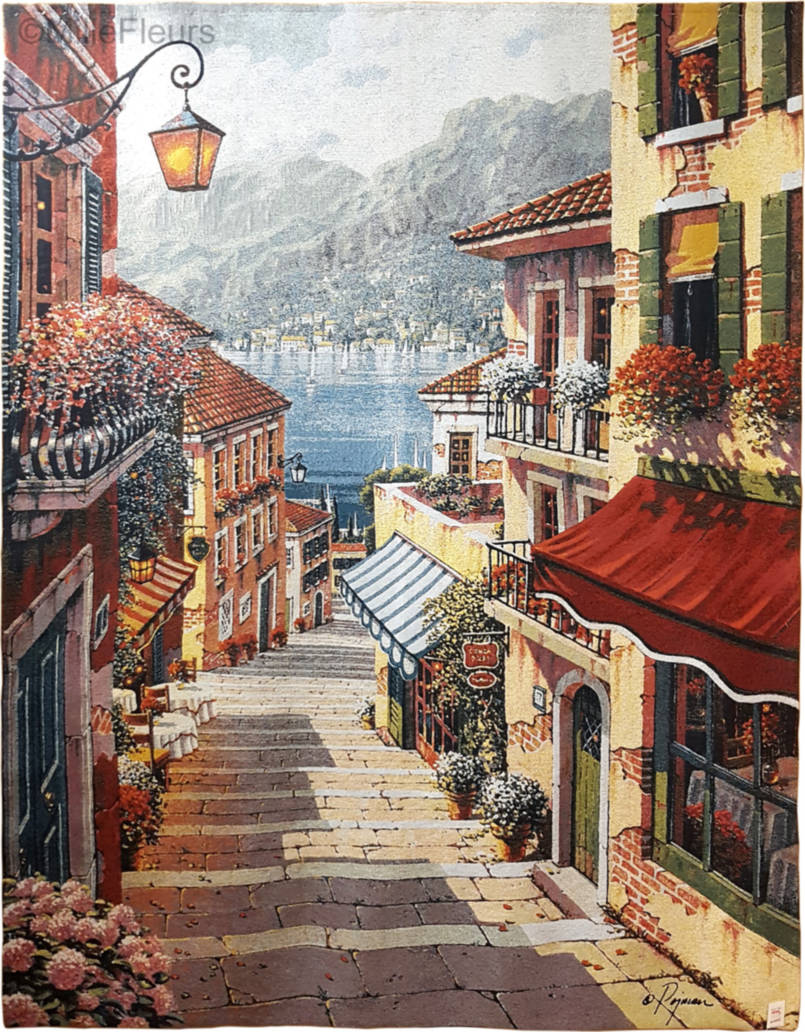 Dorp van Bellagio Wandtapijten Bob Pejman - Mille Fleurs Tapestries