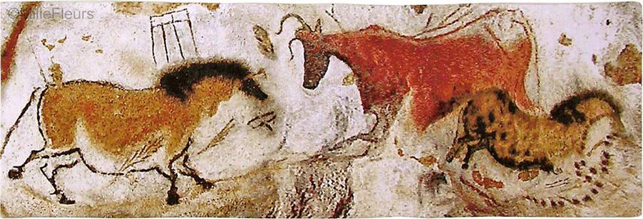 Caves of Lascaux Wall tapestries Ancient Art - Mille Fleurs Tapestries