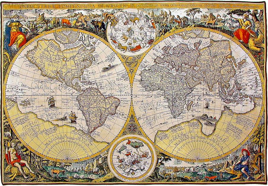 Orbis Terrae Tapices de pared Mapas y Náuticos - Mille Fleurs Tapestries